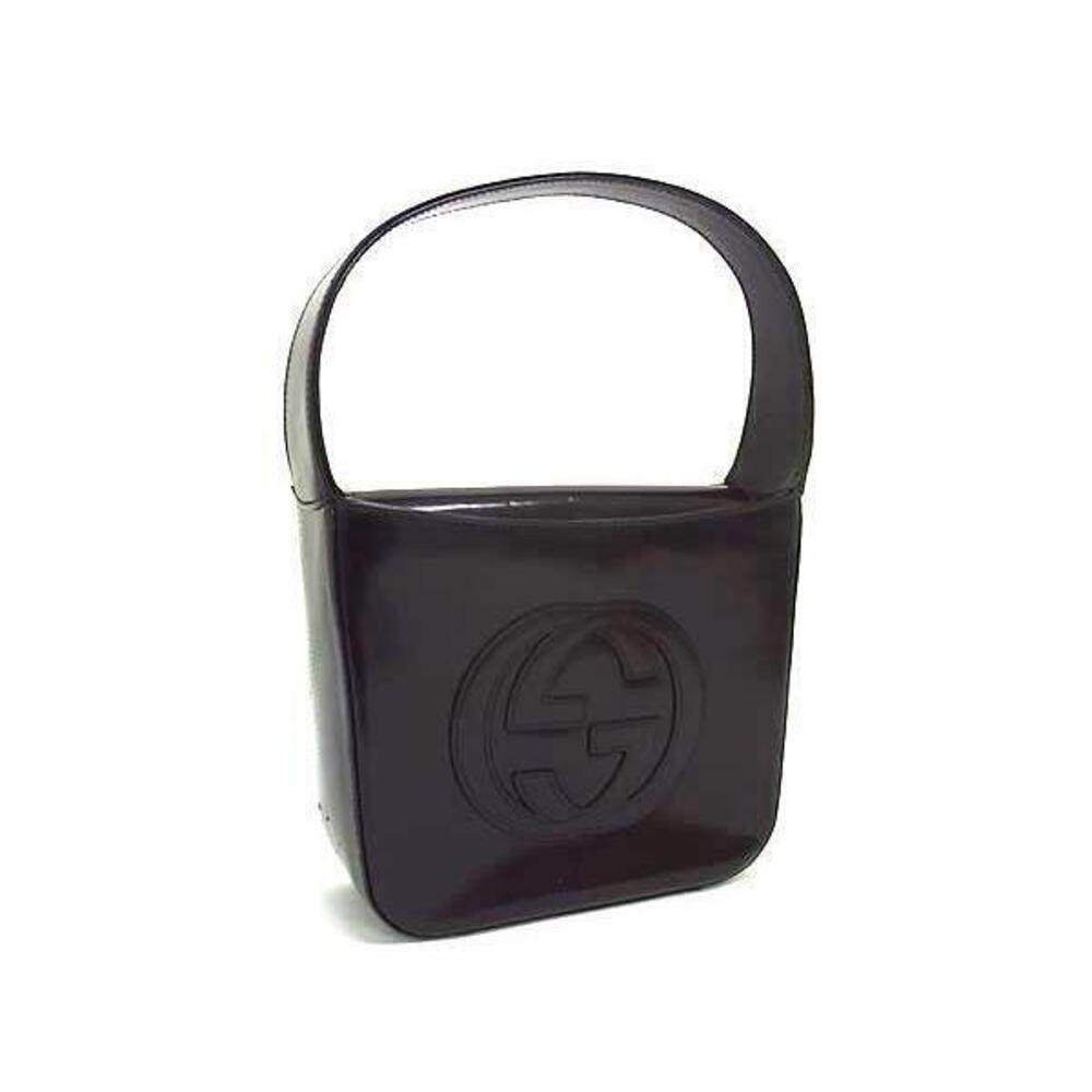 GUCCI Interlocking GG Leather One Handle Handbag Dark Purple